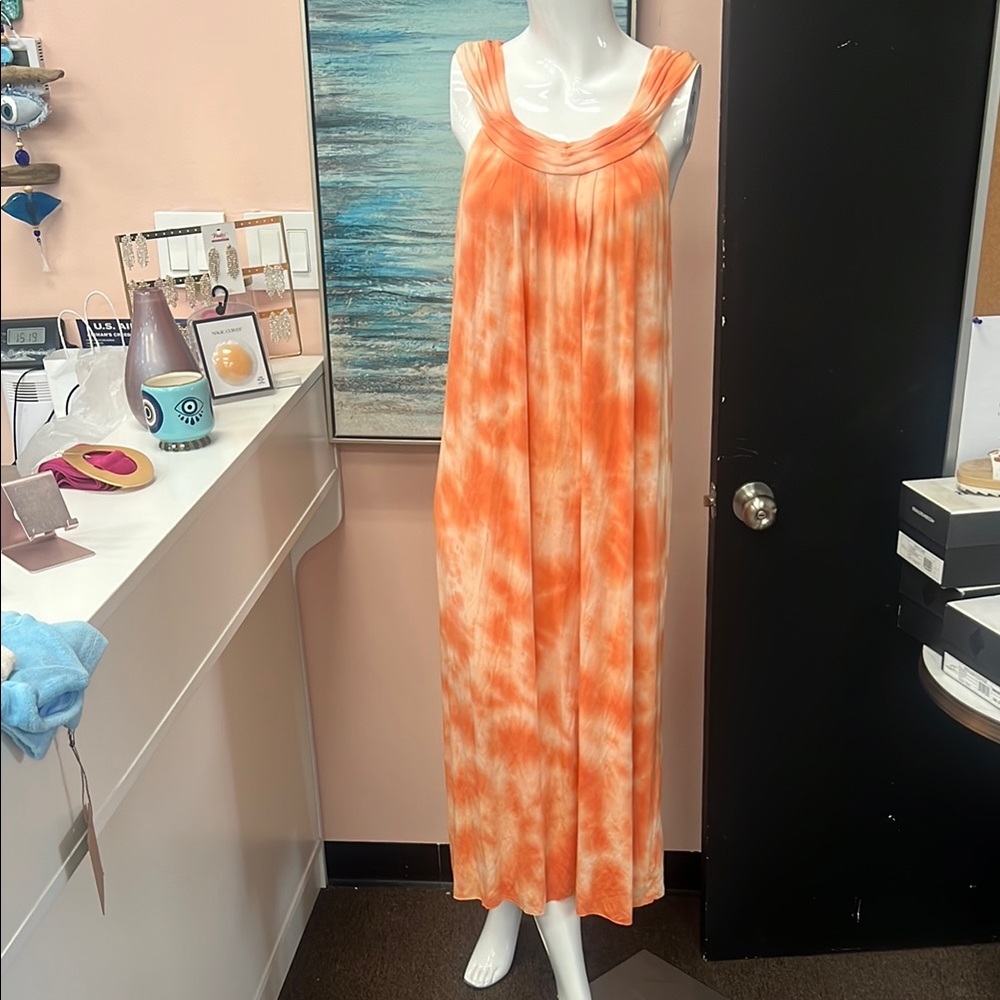My Tribe Orange Tie-Dye Maxi Dress
